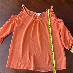 Ya Los Angeles Orange Cold Shoulder Blouse